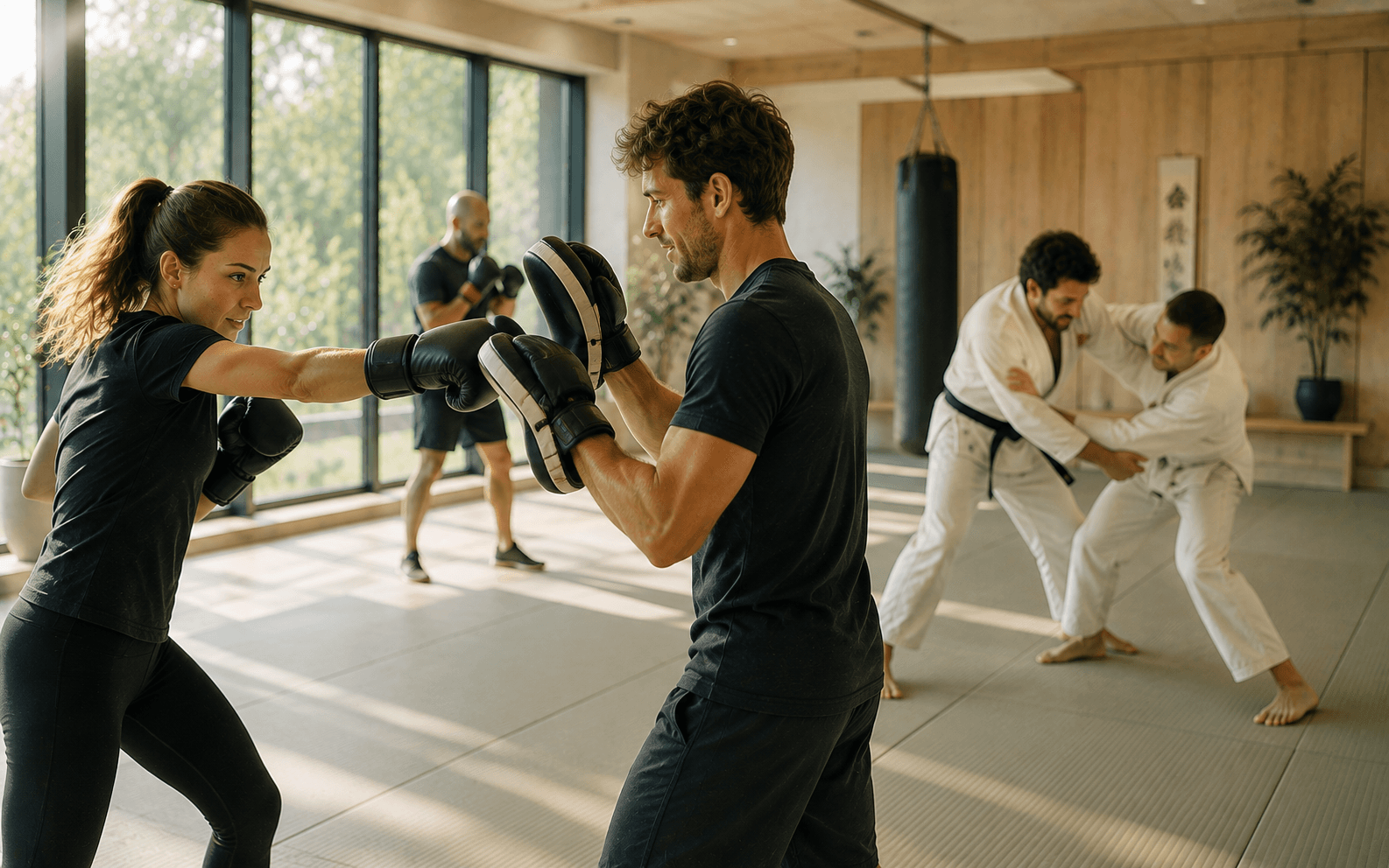 Boksen, kickboksen en judo naast elkaar in dezelfde zaal